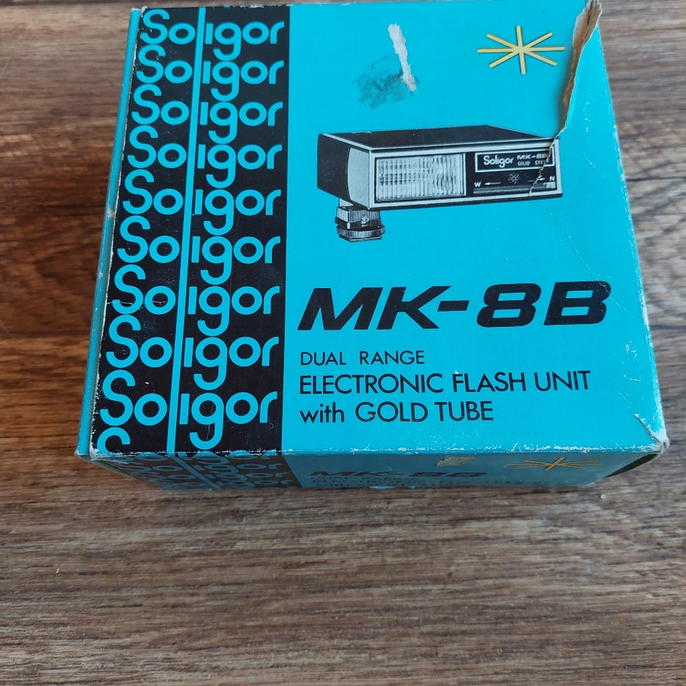 Soligar Electronic Flash Unit MK-88 Original Box Dual Range Gold Tube